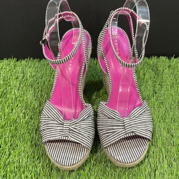 Trina Turk Striped Wedge Espadrille Sandals - Picture 5 of 7